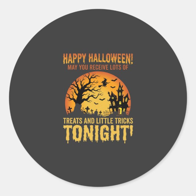 Fröhliches Halloween Spukhaus Süßigkeiten oder Sau Runder Aufkleber (Vorderseite)