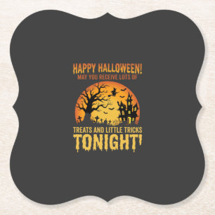 Fröhliches Halloween Spukhaus Süßigkeiten oder Sau Untersetzer