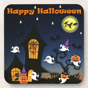 Fröhliches Halloween Spukhaus Untersetzer