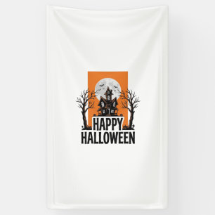 Fröhliches Halloween Spukhaus Vintage-Grafik_1 Banner