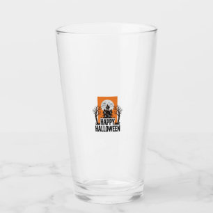 Fröhliches Halloween Spukhaus Vintage-Grafik_1 Glas