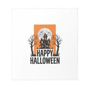 Fröhliches Halloween Spukhaus Vintage-Grafik_1 Notizblock