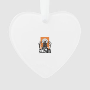 Fröhliches Halloween Spukhaus Vintage-Grafik_1 Ornament