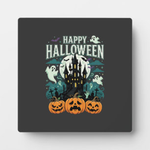 Fröhliches Halloween Spukschloss Geister und Kürbi Fotoplatte