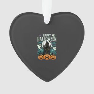 Fröhliches Halloween Spukschloss Geister und Kürbi Ornament