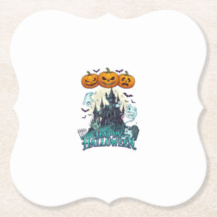 Fröhliches Halloween Spukschloss Kürbisse Geister_ Untersetzer