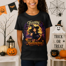 Fröhliches Halloween Süße Hexe fliegt auf Besen