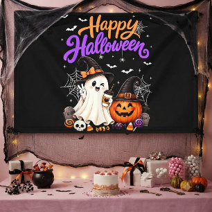 Fröhliches Halloween Süßer Geist Kürbis Gruselig Banner