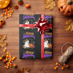 Fröhliches Halloween Süßer Geist Kürbis Gruselig Geschenkpapier