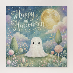 Fröhliches Halloween Süßer Geist Pastellgarten Puzzle