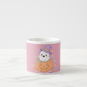 Fröhliches Halloween süßer Kürbis Geist Espressotasse