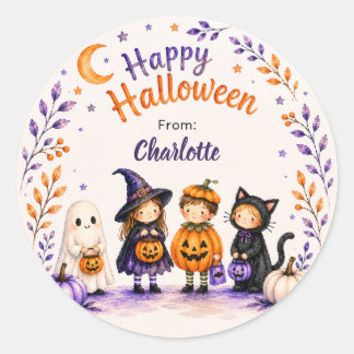 Fröhliches Halloween Süßer Spaß Geist Personalized Runder Aufkleber