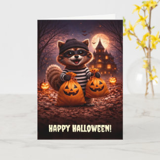 Fröhliches Halloween Süßer und Lustiger Waschbär b Karte