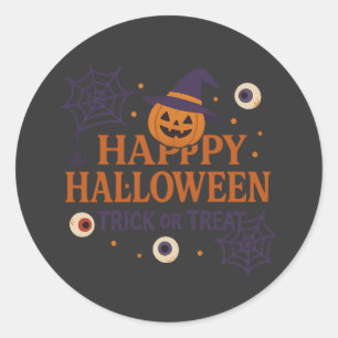 Fröhliches Halloween Süßes oder Saures Kürbis Hexe Runder Aufkleber