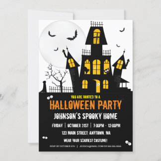 Fröhliches Halloween Süßes oder Saures Spukhaus Einladung