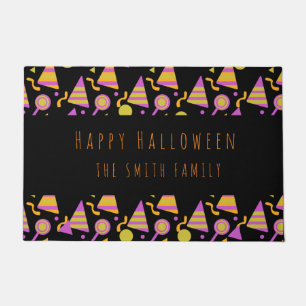 Fröhliches Halloween Süßigkeiten Neon Muster Name Fußmatte
