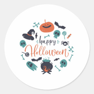 Fröhliches Halloween T-Shirt Männer Frauen Runder Aufkleber