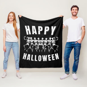 FRÖHLICHES HALLOWEEN TANZENDE SKELETTE FLEECEDECKE