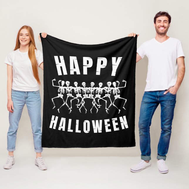 FRÖHLICHES HALLOWEEN TANZENDE SKELETTE FLEECEDECKE (Beispiel)