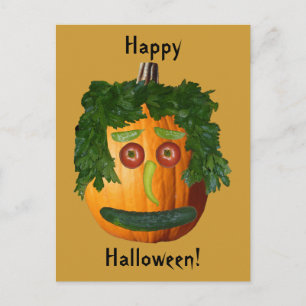 Fröhliches Halloween - Unbeschnittenes Kürbisgesic Postkarte