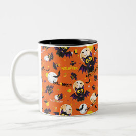 Fröhliches Halloween Vampir Fang Fledermaus Grusel Zweifarbige Tasse
