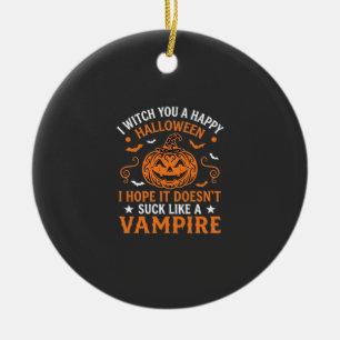 Fröhliches Halloween Vampir Kürbis Hexenhut Fleder Keramik Ornament