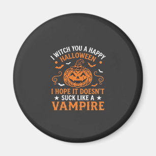 Fröhliches Halloween Vampir Kürbis Hexenhut Fleder Magnet