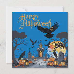 Fröhliches Halloween Verlassener Friedhof Mit Grus Einladung