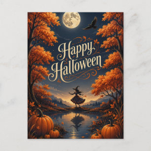 Fröhliches Halloween Verzauberter Herbst-Kürbis Feiertagspostkarte