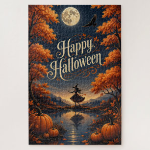 Fröhliches Halloween Verzauberter Herbst-Kürbis Puzzle