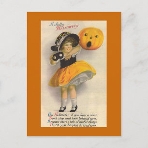 "Fröhliches Halloween" Vintage-Halloween-Karte Postkarte