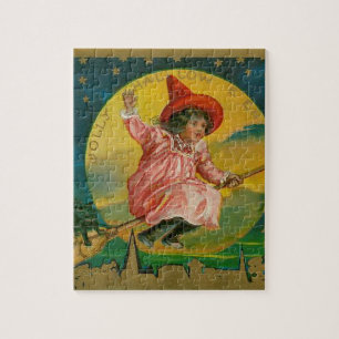 Fröhliches Halloween Vintage Hexe Puzzle