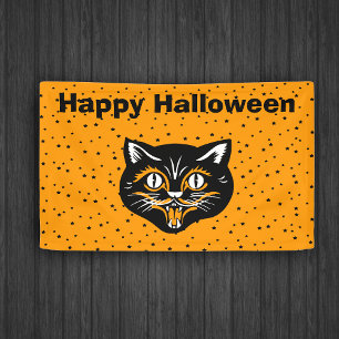 Fröhliches Halloween Vintage schwarze Katzen Gesic Banner