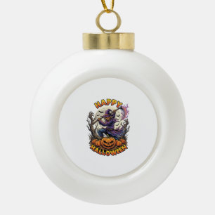 Fröhliches Halloween Vogelscheuche Sensenmann Flam Keramik Kugel-Ornament