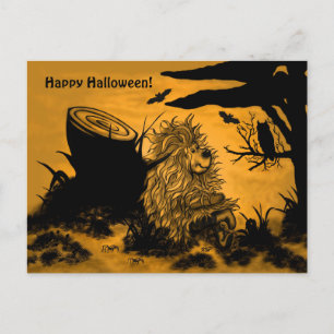 Fröhliches Halloween von Fidel, dem kleinen Wald G Postkarte