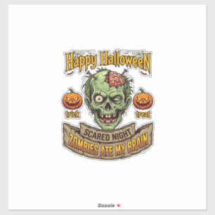 Fröhliches Halloween Zombies haben Zombie-Kopf-Pum Aufkleber