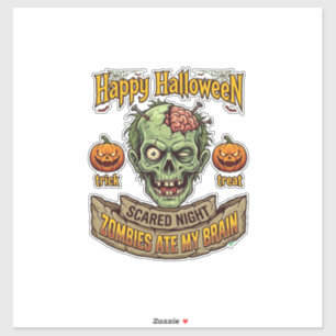 Fröhliches Halloween Zombies haben Zombie-Kopf-Pum Aufkleber