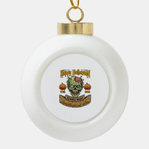 Fröhliches Halloween Zombies haben Zombie-Kopf-Pum Keramik Kugel-Ornament