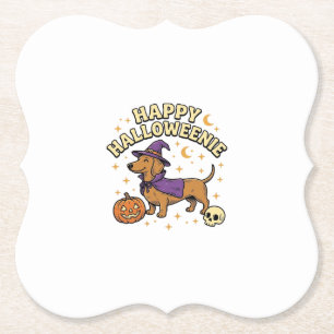 Fröhliches Halloweenie Dachshund Hexen Hund T-Shir Untersetzer