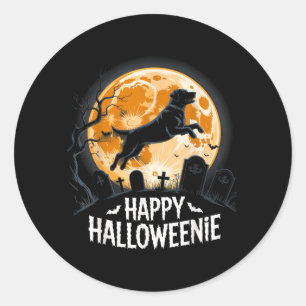 Fröhliches Halloweenie Hunde Liebhaber Gruseliger Runder Aufkleber