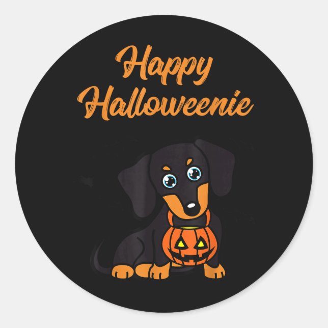 Fröhliches Halloweenie Runder Aufkleber (Vorderseite)