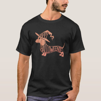 Fröhliches Halloweenie Wiener Hund Süßer Dachshund T-Shirt