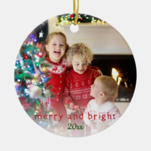 Fröhliches helles 2 Familien-Foto-rote Keramik Ornament