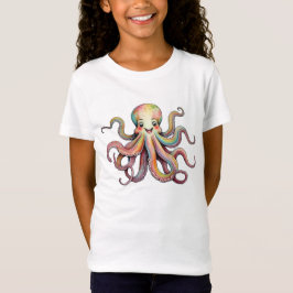 Fröhliches, helles, regenbogenfarbenes Wasserfarbe T-Shirt