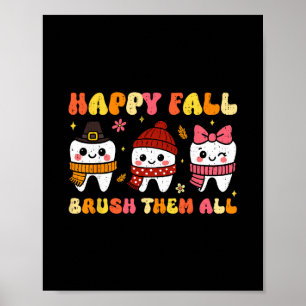 Fröhliches Herbst-Bürsten Sie Sie Alle Zahngebiss- Poster