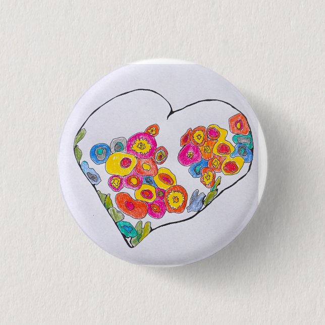 Fröhliches Herz von Lydia Art Sangria Button (Vorderseite)