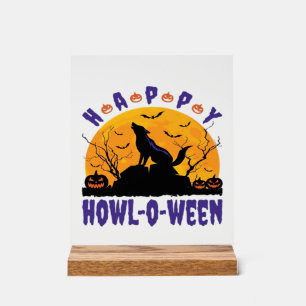 Fröhliches Heulen O Ween Heulendes Halloween Hund Acrylschild