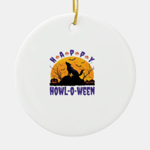 Fröhliches Heulen O Ween Heulendes Halloween Hund  Keramik Ornament