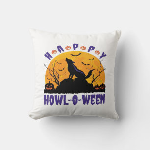 Fröhliches Heulen O Ween Heulendes Halloween-Hund- Kissen