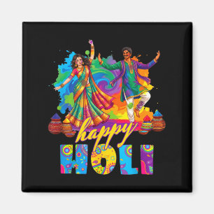 Fröhliches Holi-Farbfestival TanzfeierHapp Magnet
